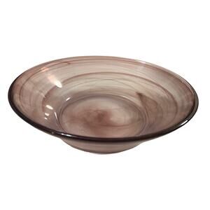 Purple Art Glass Bowl Hand Blown 8.5" Vintage Amethyst Swirl Centerpiece Serving